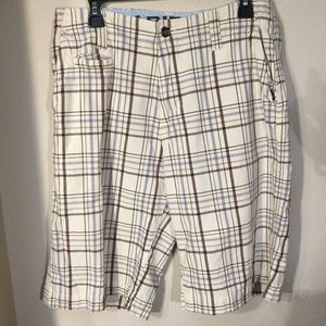 Men's Arizona Flat Front Plaid Shorts, 33